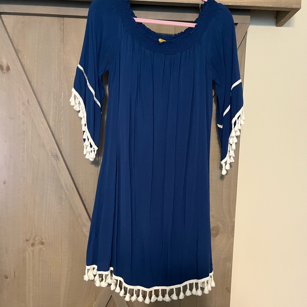 Wrangler Navy Kids Dress with White Tassels